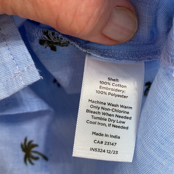 TALBOTS SIZE MEDIUM MODERN CLASSIC SHIRT - EMBROIDERED LOVELY PALM TREES - Picture 6 of 7